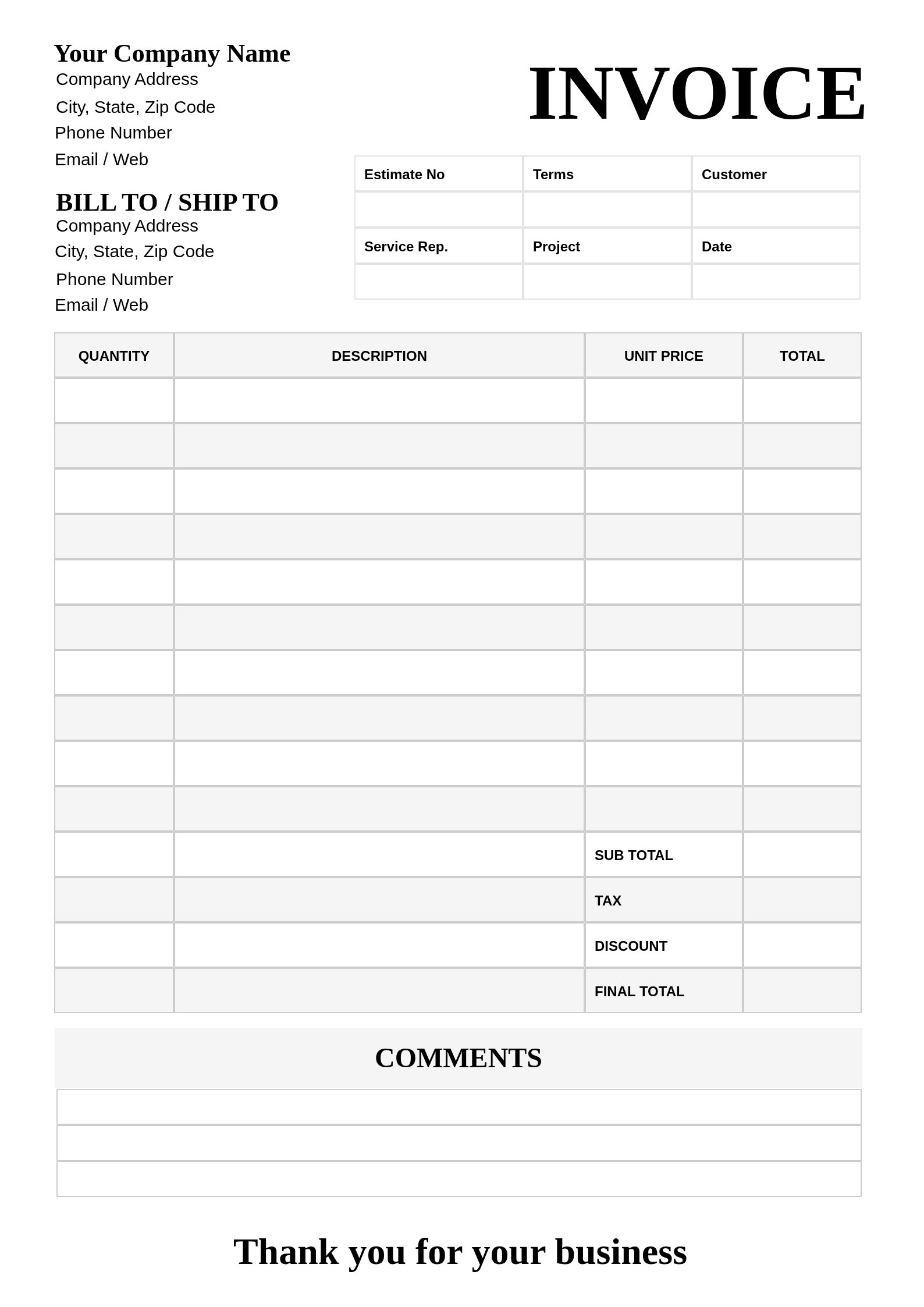 Professional Black and White Invoice Template Resume Template Preview