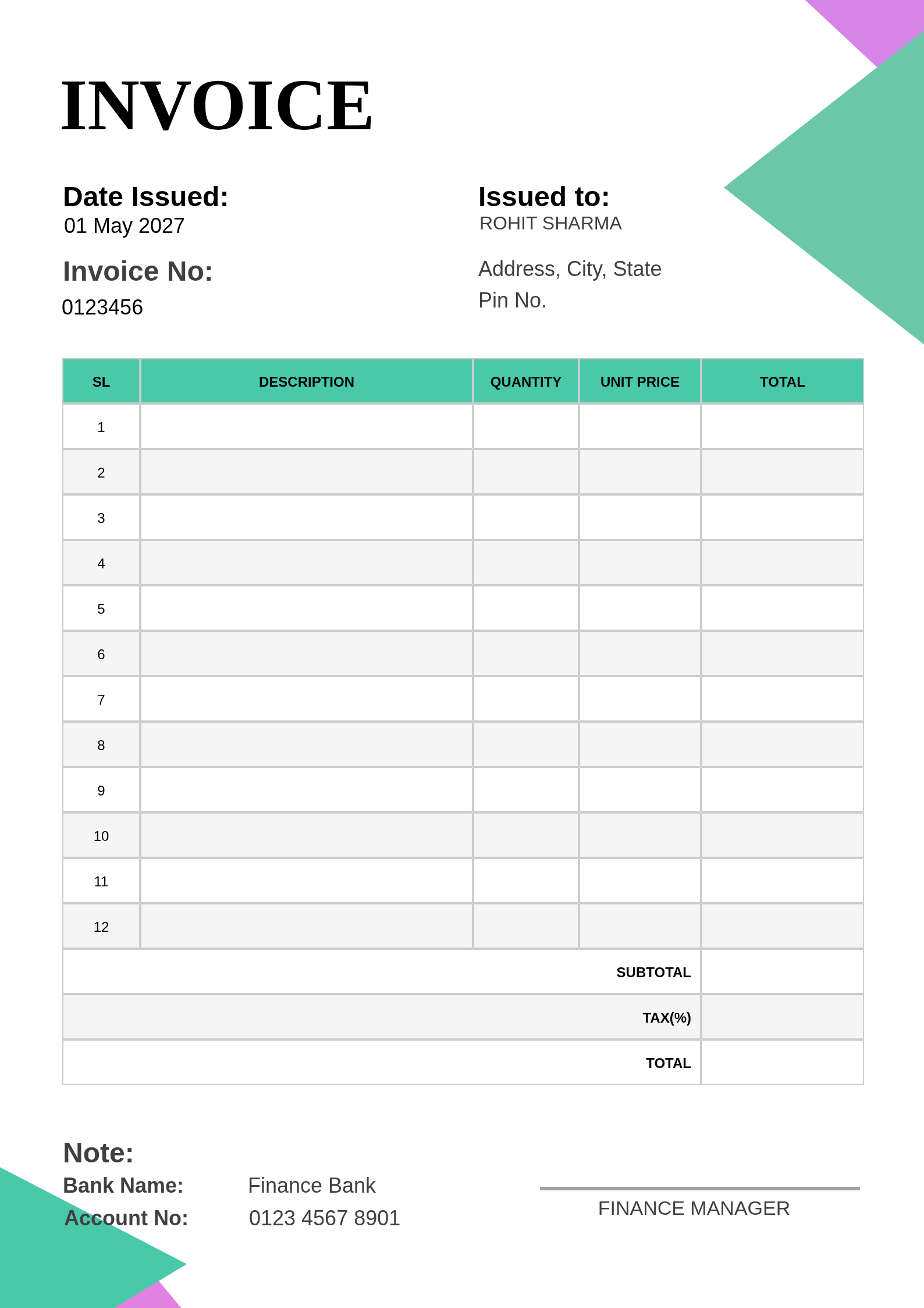 Modern Green & Black Professional Business Invoice Template Resume Template Preview