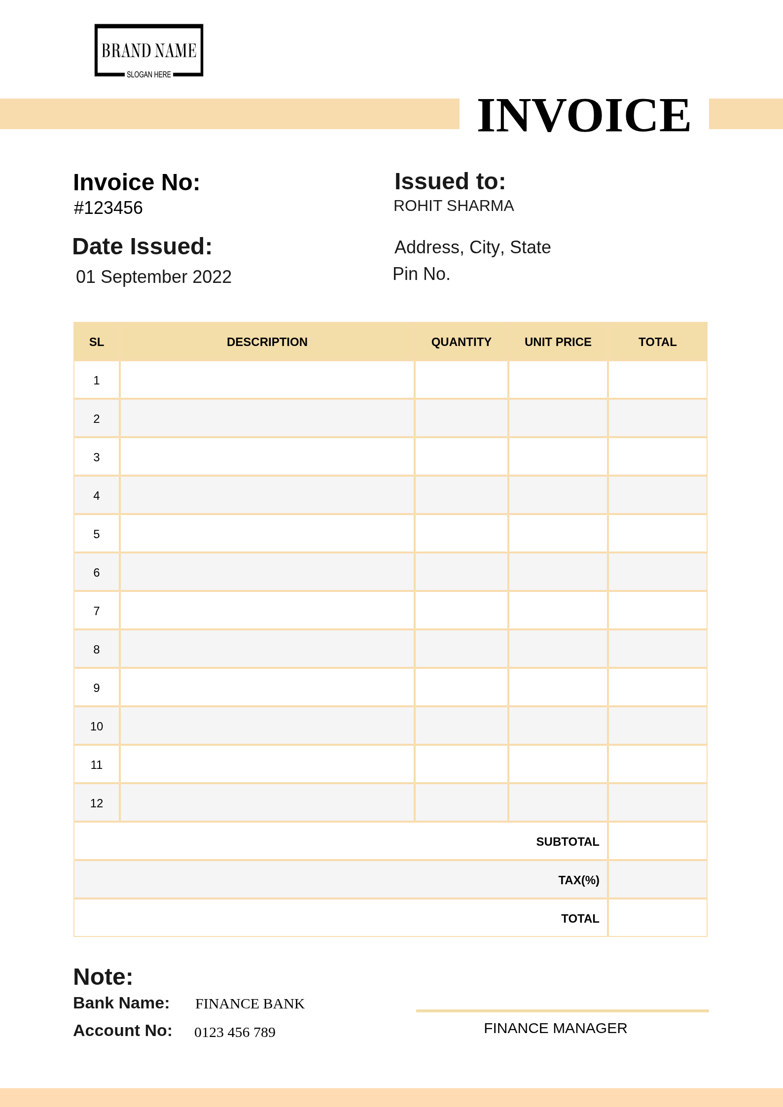 Modern Light Peach Invoice Template Resume Template Preview