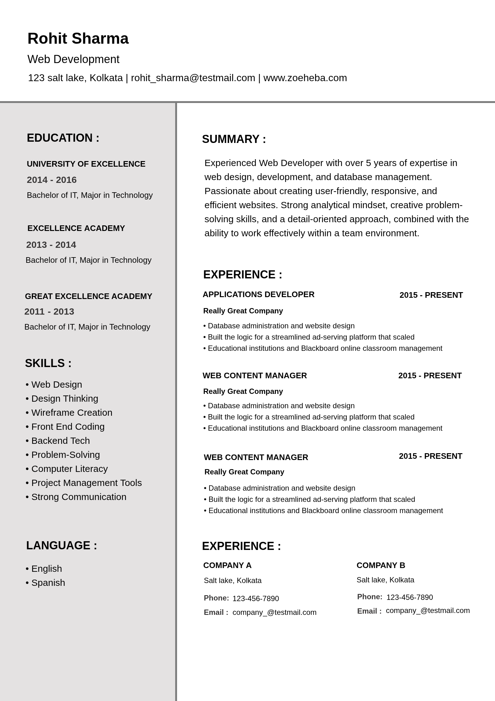 Black and White Simple Resume Resume Template Preview