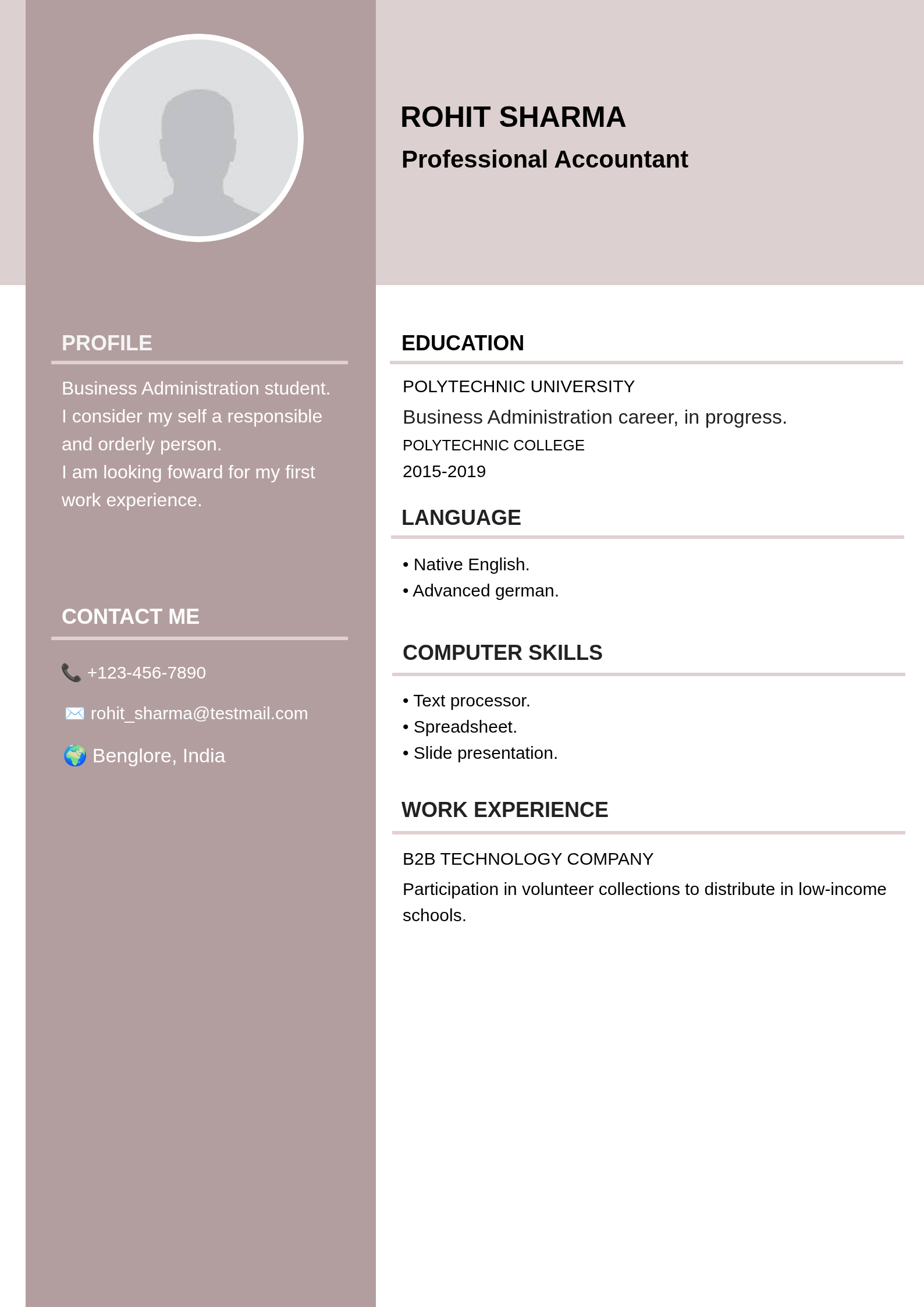 White simple student resume-Lilac Luster color Resume Template Preview