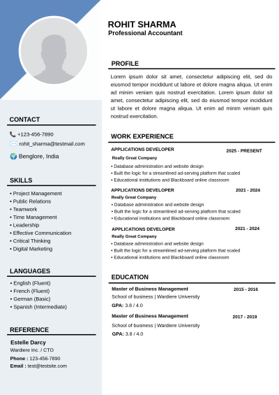 Black and Gray Modern Professional Resume Template