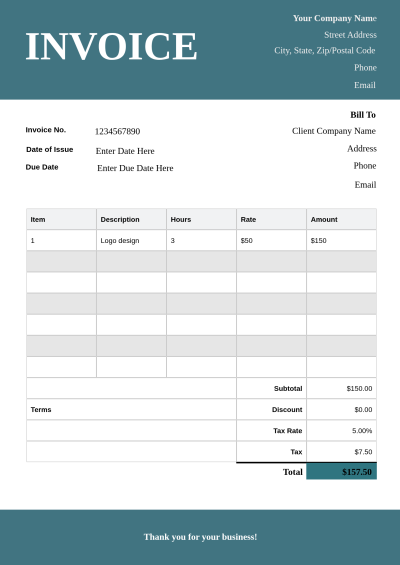 Modern Professional Green Business Invoice Template
