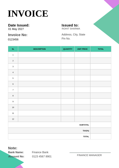 Modern Green & Black Professional Business Invoice Template