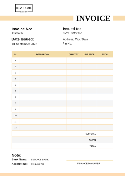 Modern Light Peach Invoice Template