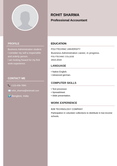 White simple student resume-Lilac Luster color