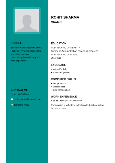 White and Green Student Resume-Rounded Image